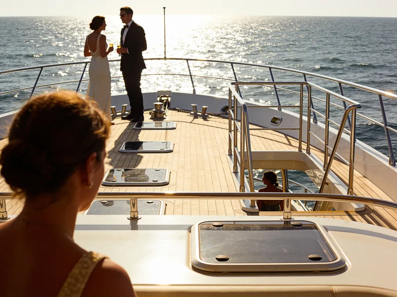 A guest on a yacht deck
