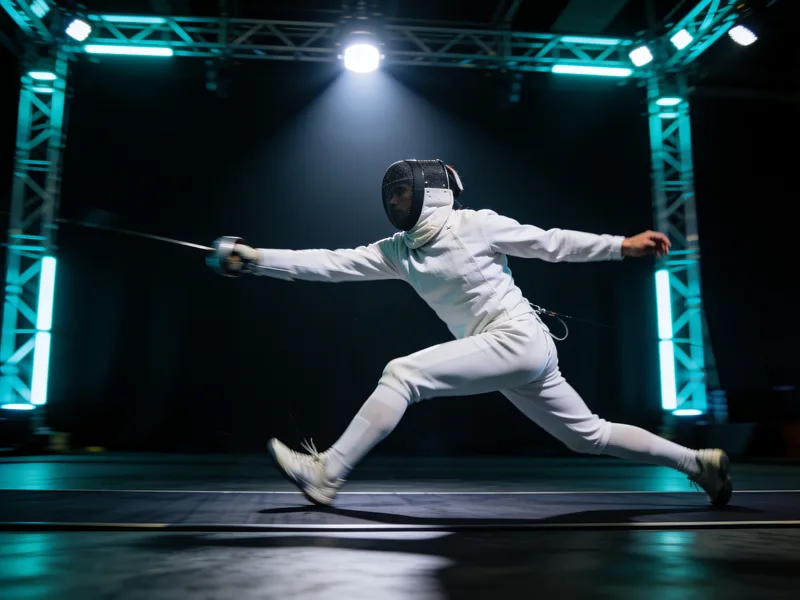 A guest in fencing kit
