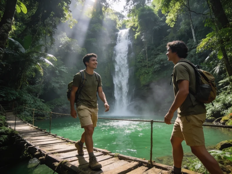 Guest transformed into a hiker on a jungle trail