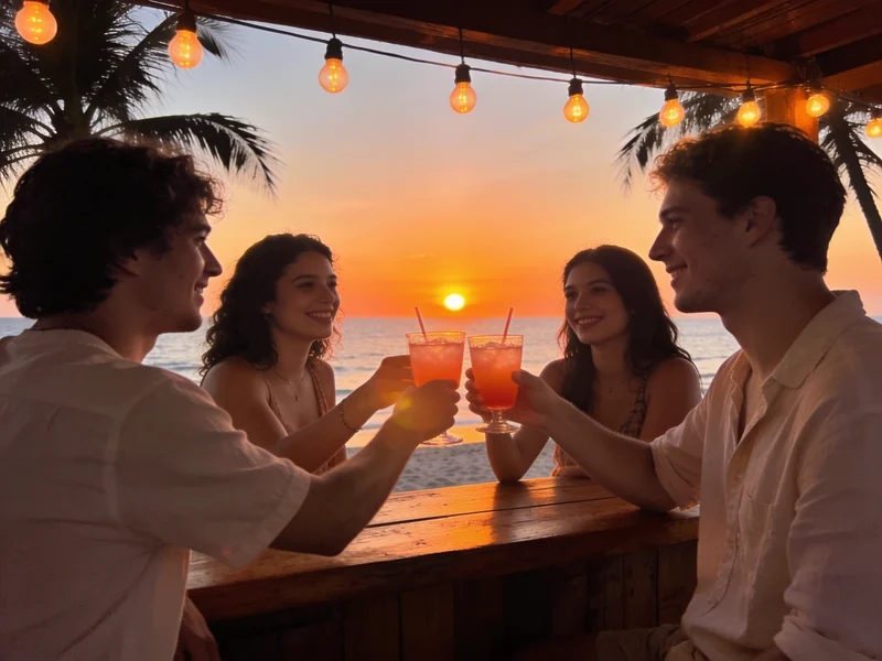 Guest transformed for a sunset cocktail on the coast